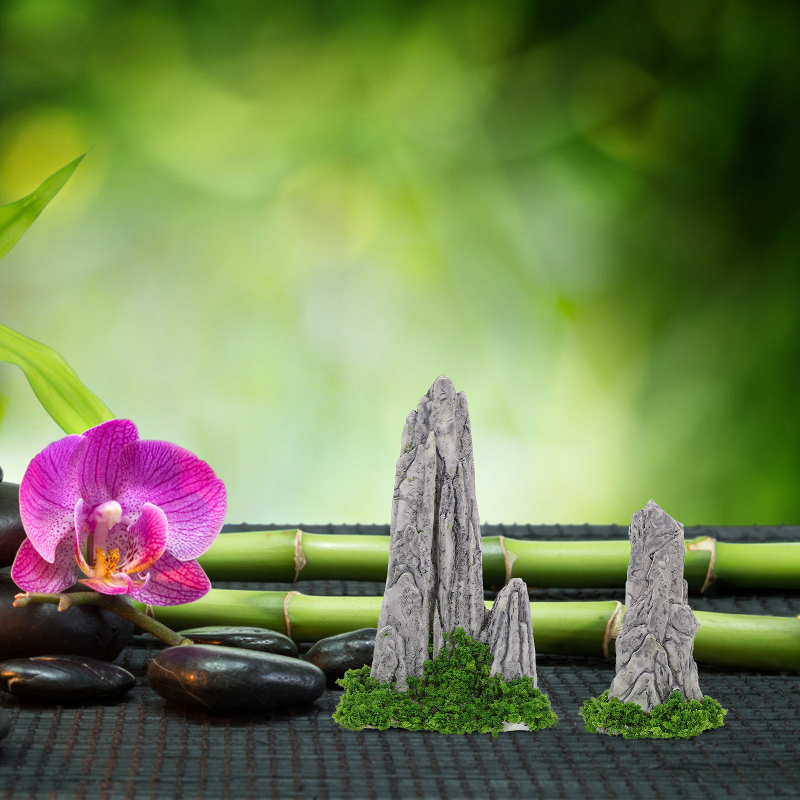 8Pcs Mini Resin Rockery Orname - Bonsai Garden With Sand ulasan dan harga